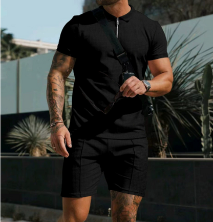 Altivaro | Men's Summer Polo Shirt with V-Neck and Zip