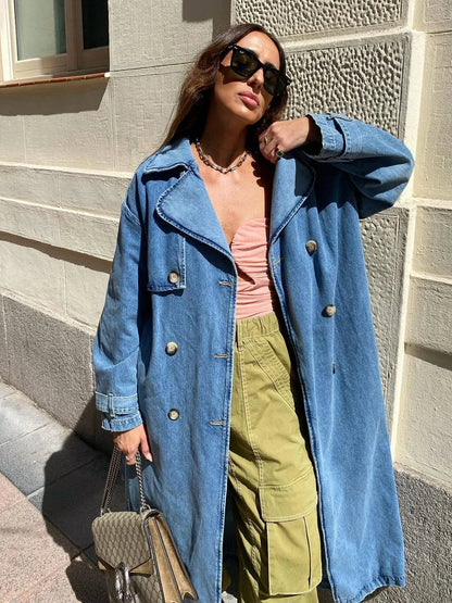 Sofia | Women's Oversized Denim Trench Coat - Image 2