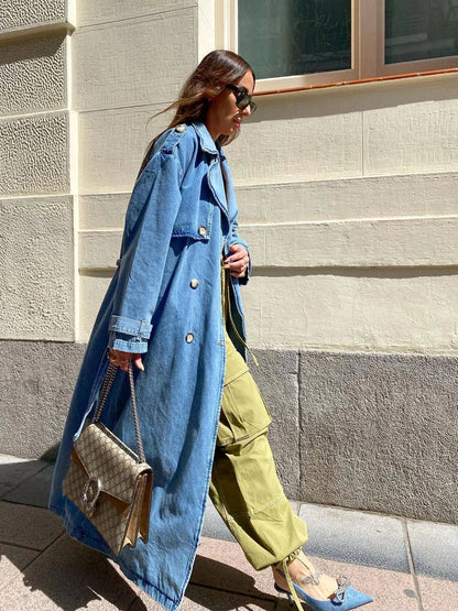 Sofia | Women's Oversized Denim Trench Coat - Image 3