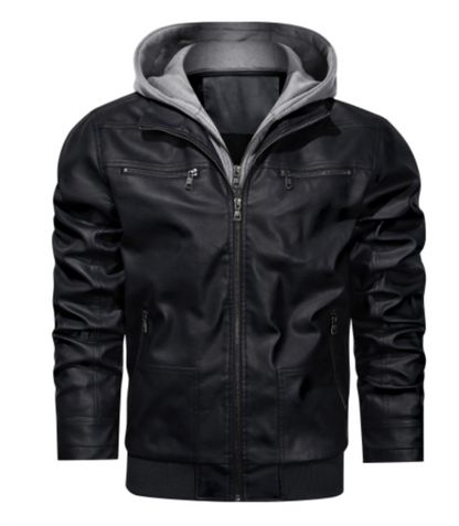 Don | Men's Hooded Leather Bomber Jacket