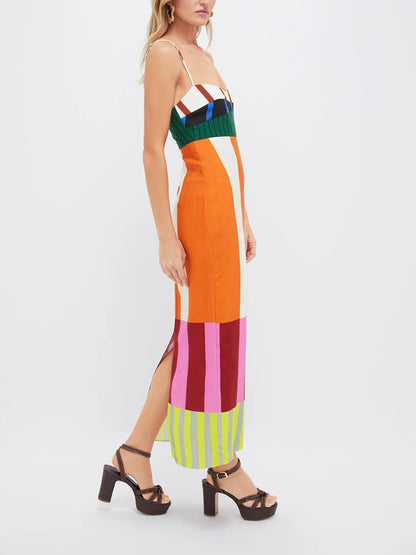 Theresa | Vibrant Geometric Striped Maxi Dress - Image 3