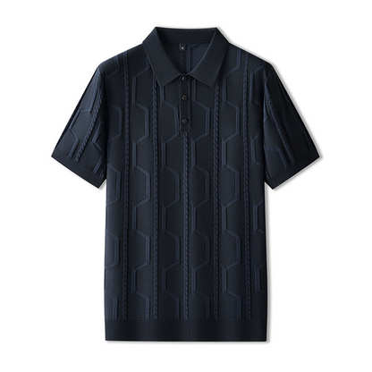 Jeremy | Jacquard Short Sleeve Men's Polo Shirt - Image 2