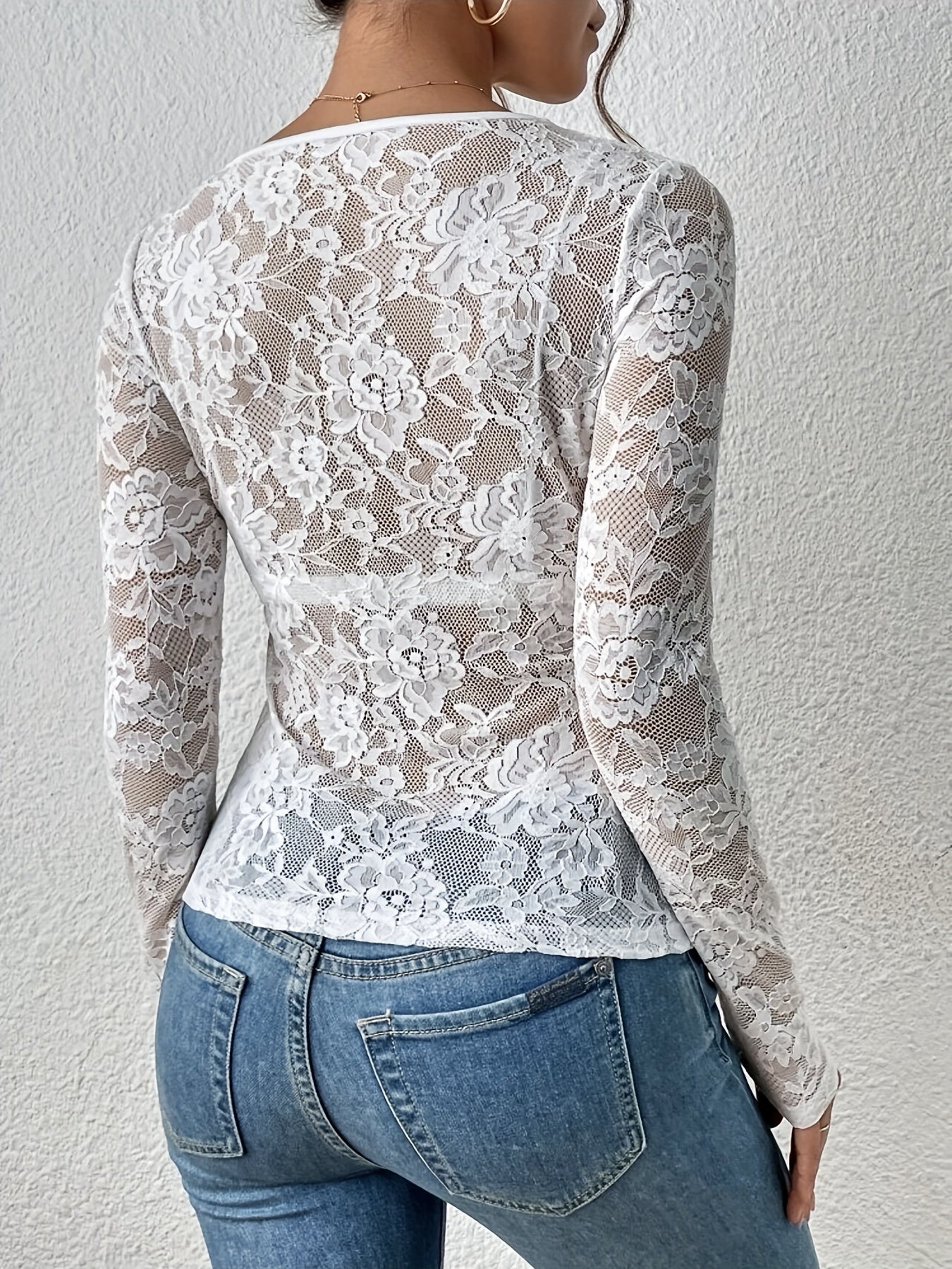 Sylvia | Elegant See-Through Lace Top for Women - Image 12