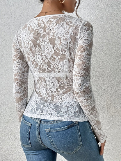 Sylvia | Elegant See-Through Lace Top for Women - Image 12
