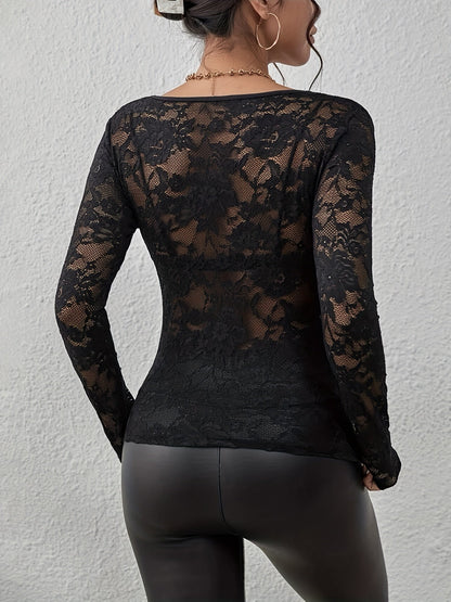 Sylvia | Elegant See-Through Lace Top for Women - Image 3