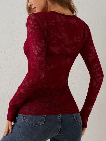 Sylvia | Elegant See-Through Lace Top for Women - Image 9