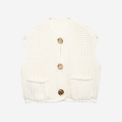 Zoe | Women's Button-Front Chunky Knit Sweater Vest - Image 4