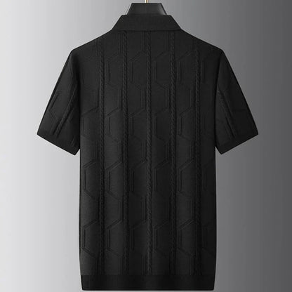 Jeremy | Jacquard Short Sleeve Men's Polo Shirt - Image 5