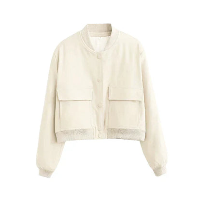 Ellen | Women's Cropped Bomber Jacket - Image 2