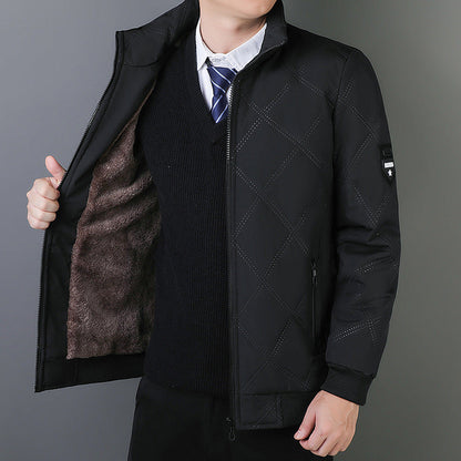 Couture-moda | Men’s Quilted Jacket – Warm Lined – Regular Fit – Stand Collar - Image 3