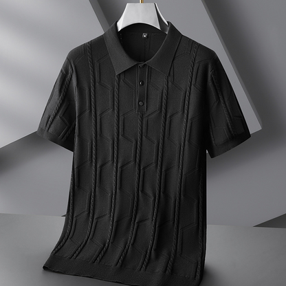 Jeremy | Jacquard Short Sleeve Men's Polo Shirt - Image 3