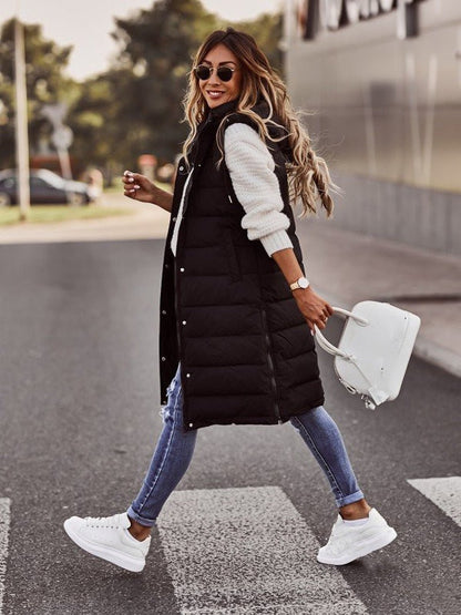 Phoebe | Women's Long Hooded Puffer Vest - Image 3