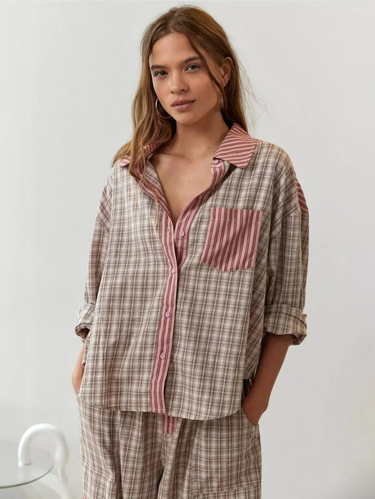 Stacy | Women's Long Sleeve Button-Down Pajama Set - Image 1