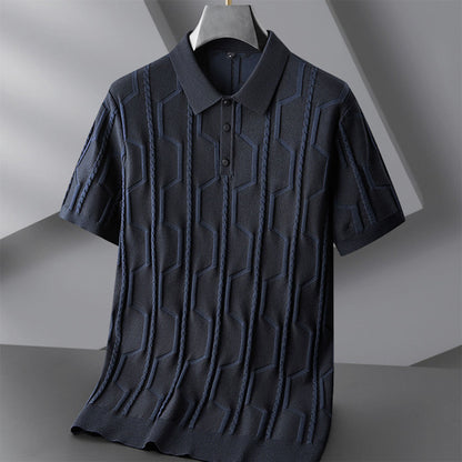 Jeremy | Jacquard Short Sleeve Men's Polo Shirt - Image 1