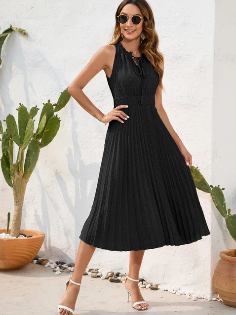 Sheryl | Elegant pleated halter dress for festive occasions - Image 1