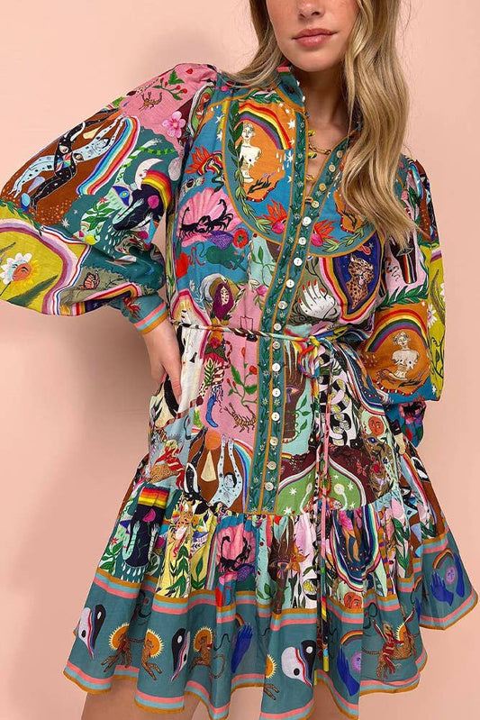 Sienna | Urban Chic Casual Graffiti Mini Dress - Image 1
