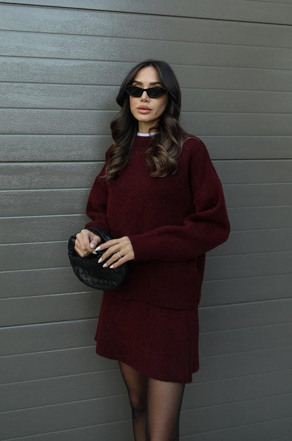 Dominique | Women's Oversized Mini Sweater Skirt Set - Image 2
