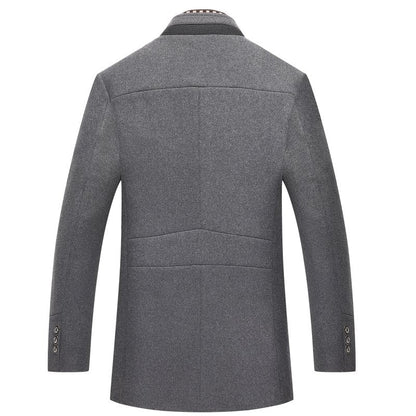 Alan | Men's Mandarin Collar Button Front Mid-Length Overcoat - Image 9