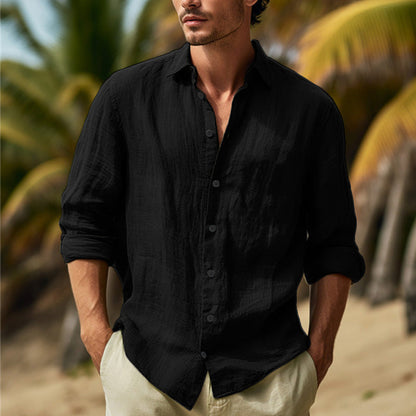 Leonard | Stylish William Linen Long Sleeve Shirt for Men - Image 7