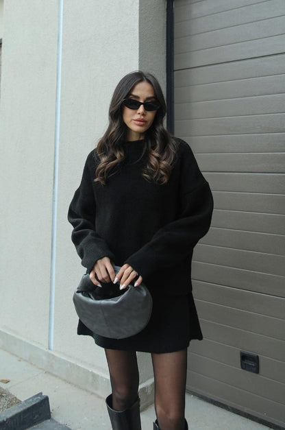 Dominique | Women's Oversized Mini Sweater Skirt Set - Image 4