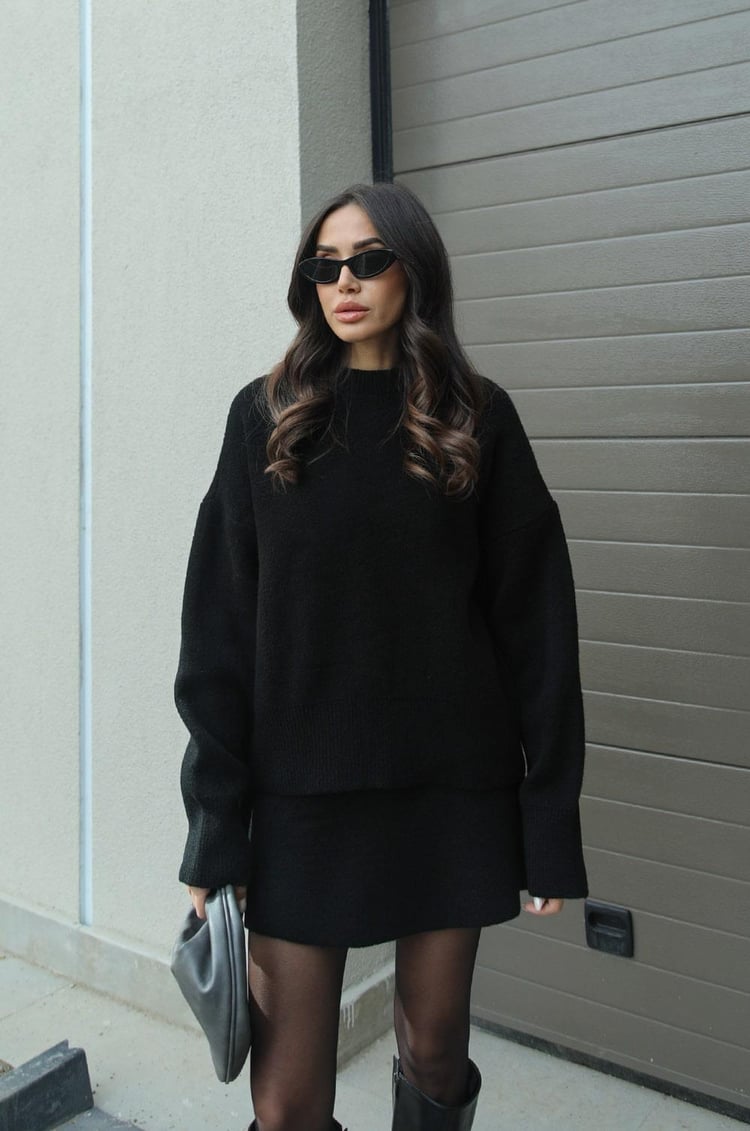 Dominique | Women's Oversized Mini Sweater Skirt Set - Image 6