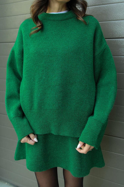 Dominique | Women's Oversized Mini Sweater Skirt Set - Image 8